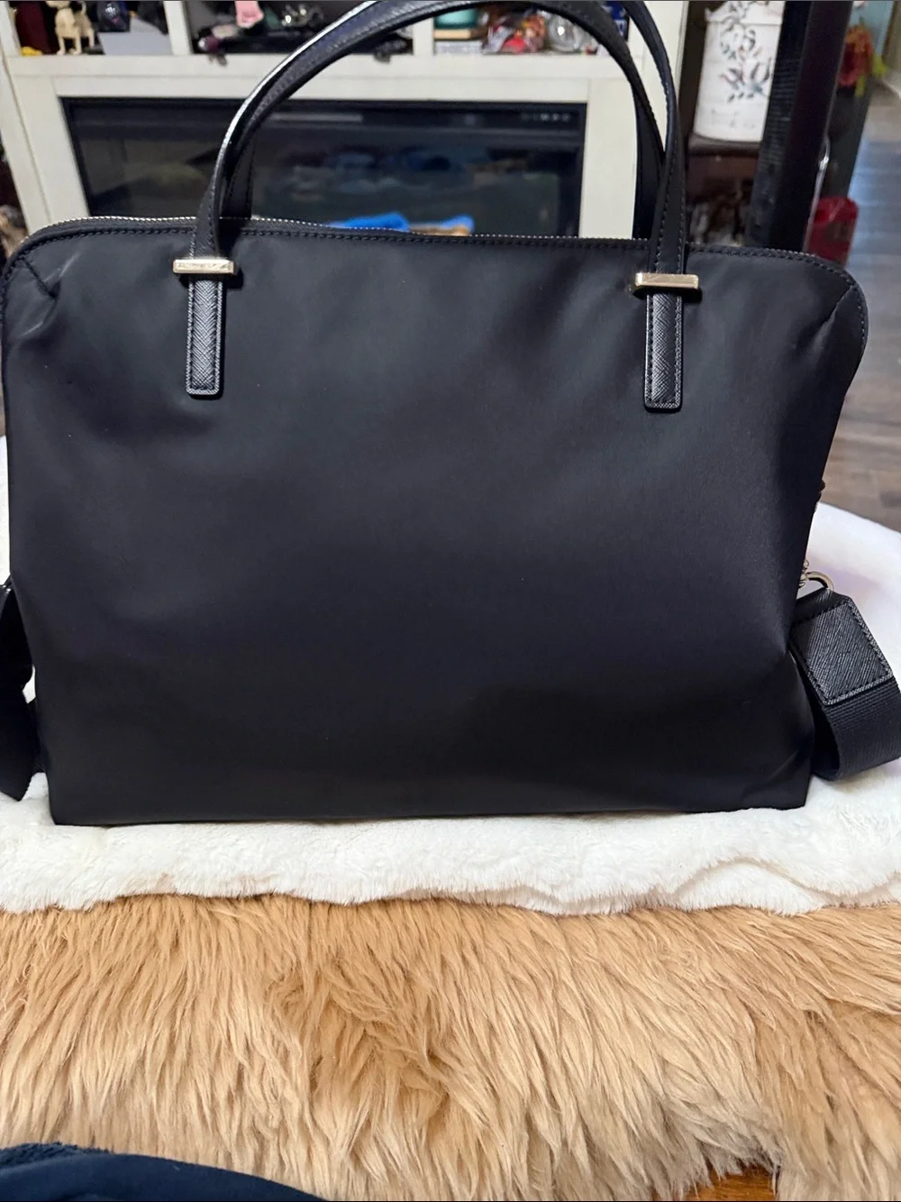 kate spade black nylon unisex briefcase